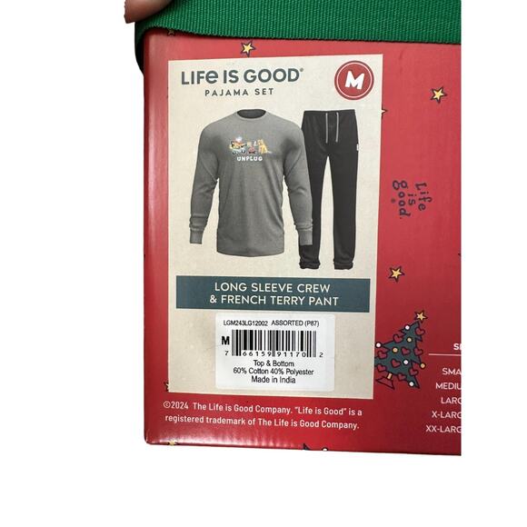 Life is Good Jake and Rocket Unplug Campfire Men's 2 Pc Pajama Set Sz Medium New - Picture 3 of 7